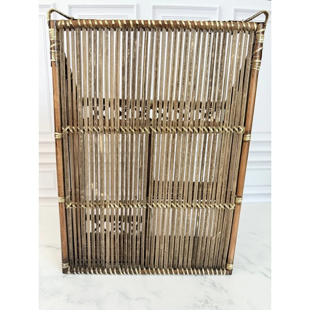 Vintage Bamboo Wall Shelf with Compartments 15
